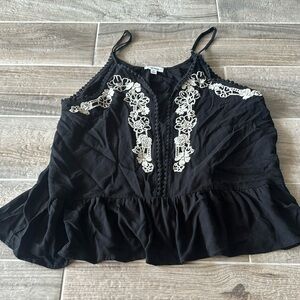 Perfect for summer super cute black ruffle tank top